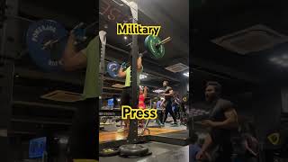 Military Press shoulder overhead press barbell shoulder press shorts gym workout fit reels [upl. by Naicad]