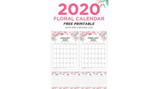 Free Printable Year 2020 Calendar  WikiCalendarCom [upl. by Arlyne]