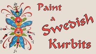 Folk Art from Sweden How to paint a Dala Kurbits 8 Free drawing to copy [upl. by Shannan]