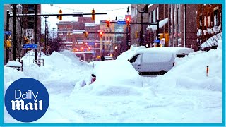 New York weather Drone video reveals massive scale of snow storm across NY state [upl. by Johann]