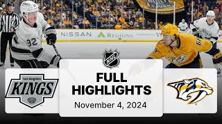 NHL Highlights  Kings vs Predators  November 4 2024 [upl. by Thurmond]