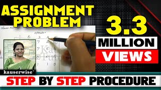 1Assignment ProblemEasy Steps to solve  Hungarian Method with Optimal Solution by kauserwise [upl. by Adeuga]