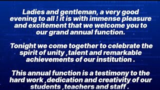 Annual Function Anchoring Script in EnglishAnchoring Script for annual function in school [upl. by Groark]