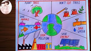 Save Earth Environment Drawing  World environmental health day poster drawing Environment Day [upl. by Nolat]