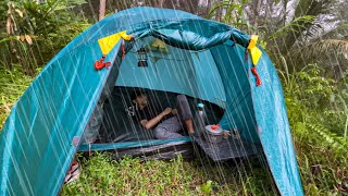 solo camping heavy rain and nonstop storms sleeping in a tent is very comfortable and relaxing [upl. by Oyr]