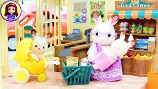 Sylvanian Families Calico Critters Grocery Market Setup amp Silly Play [upl. by Locklin973]