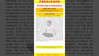 Food Adulteration l Paragraph l Sheikh Academy 20 l Rezaul Sheikh l For Class 612 [upl. by Eihs]