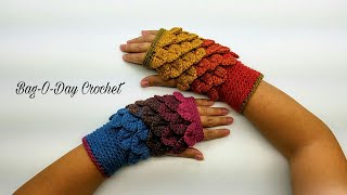 How to Crochet Fingerless Mittens Wristers  Autumn Leaves  BAGODAY CROCHET Tutorial 422 [upl. by Todd]