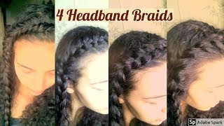 4 coiffures faciles et rapides pour le printemps  Tresses bandeau Headband Braids [upl. by Yrrehs]