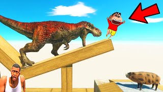 WOBBLY BRIDGE FALL TRAP vs EVERY ANIMAL CHALLENGE SHINCHAN amp CHOP in ANIMAL REVOLT BATTLE SIMULATOR [upl. by Janean]