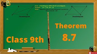 class 9 maths chapter 8 theorem 87  quadrilaterals  math [upl. by Hayouqes534]