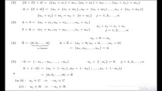 Verifying vector space axioms 5 to 10  Example of Cn and Tutorial Q6 [upl. by Nailluj215]