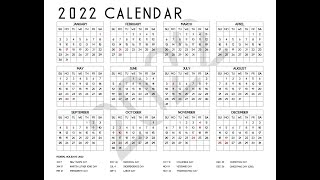 2022 Calendar Printable One Page with US Holidays [upl. by Scotti674]