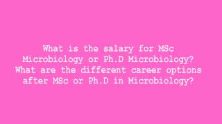 What is the salary for MSc Microbiology or Ph D Microbiology What are the different career options a [upl. by Eitsrik609]