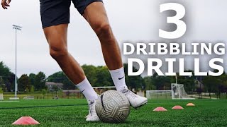 3 Simple Close Control Dribbling Drills  Three Dribbling Exercises To Improve Ball Control [upl. by Ailegra]