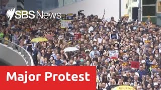 Hong Kong protesters target train station to educate Chinese mainlanders [upl. by Cressi954]