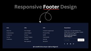 Responsive Footer Section Design Using Html amp CSS  CSS3 Mobile Responsive Website Footer [upl. by Enneite]