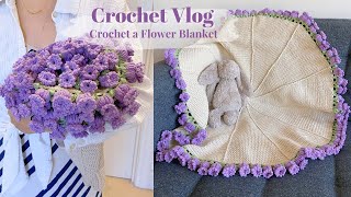 Lingzhi Crochet Vlog 02  Crochet a Flower Blanket [upl. by Anneis178]