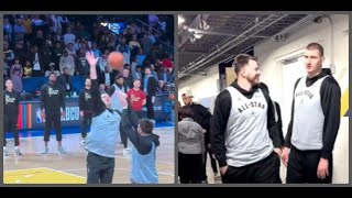 Nikola Jokić and Luka Dončić shooting around playing the game knockout after NBA All Star practice [upl. by Artemed]