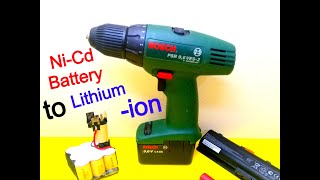 DIY BOSCH NiCd Convert To Lithium Liion Battery Using18650 Cells [upl. by Athiste288]