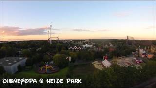 Heide Park Resort Sonnenuntergang Luftaufnahme Drohne Flug Colossos DisneyOpa [upl. by Tnias]