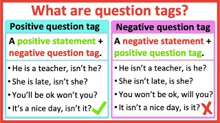 What are question tags 🤔  Positive question tags amp negative question tags  Learn with examples [upl. by Hube663]