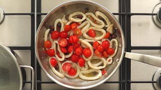 Calamarata  Heavenly Pasta with Calamari and Cherry Tomatoes Shorts [upl. by Akenaj34]