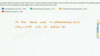 A physician wishes to prepare a buffer solution at pH  385 that efficiently [upl. by Llenrac595]