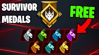 Survivor Medals Explained  FREE LLAMA BACKBLING  Fortnite Season 4 [upl. by Elocin753]