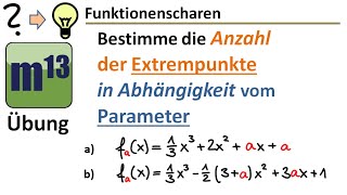 Funktionenscharen Anzahl der Extremstellen in Abhängigkeit vom Parameter [upl. by Ailegave156]