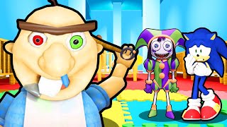 SONIC AND EVIL AMAZING DIGITAL CIRCUS POMNI VS ESCAPE BABY BOBBY DAYCARE IN ROBLOX [upl. by Annaiuq]