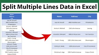 Split Multiple Lines Data in Excel  Split data into Separate Columns and Rows  Text to Columns [upl. by Atinrev971]