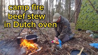 camp fire beef stew in Dutch oven [upl. by Senalda]