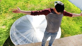 100 Layers Saran Wrap Trampoline LEAP OF FAITH [upl. by Aara]