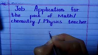 Application for the post of teacher application for teaching job  write application for teacher job [upl. by Gannes]