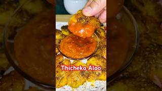 Pokhara Famous Thicheko Aloo Recipe supovlog shortvideo youtubeshorts smashedpotatoes foodie [upl. by Ynaffi]