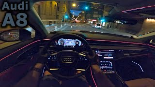 2022 Audi A8 60 TFSI quattro facelift  night POV test drive [upl. by Ettennek]