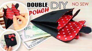 DIY MINI WALLET AWESOME DOUBLE POUCH TUTORIAL NO SEW [upl. by Custer]