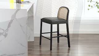 Donna Faux Leather Rattan Counter Stool in Casa Black [upl. by Cosenza]