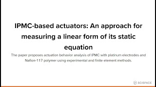 IPMC based actuators An approach for measuring a linear form of its static equation [upl. by Bachman]