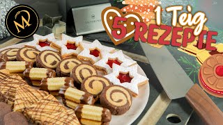 1 Teig für 5 Weihnachtsrezepte  Plätzchen  Kekse  Guetzli [upl. by Jessey462]