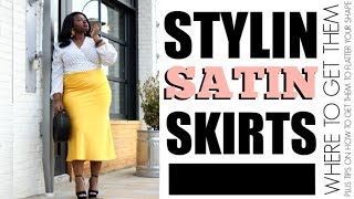 4 WAYS TO WEAR SATINSILK SLIP MIDI SKIRTS FOR FALL I HOW TO STYLE I CURVY PLUS SIZE FASHION [upl. by Aneer417]