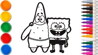 ⭐⭐⭐Lets draw Sponge Bob and Patrick  Drawing is easy [upl. by Ellynn]