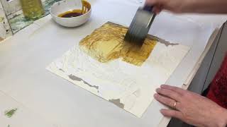 Shellacking a Collagraph plate [upl. by Yelah]