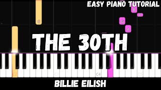 Billie Eilish  The 30th Easy Piano Tutorial [upl. by Cutty]