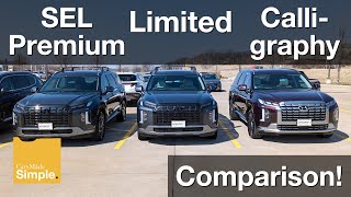 2023 Hyundai Palisade SEL Premium vs Limited vs Calligraphy  Side by Side Trim Comparison [upl. by Naillig]