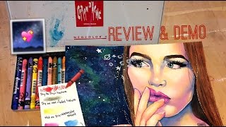 Caran DAche Water Soluble Crayons Review amp Speed Painting [upl. by Clementius]