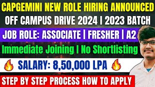 Capgemini New Role Hiring Announcement  Capgemini OFF Campus Drive 2024  2023 Batch  Freshers Job [upl. by Etnaled988]