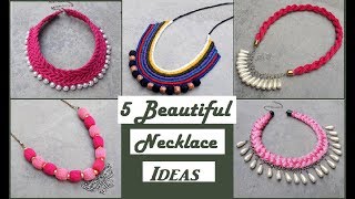 5 Handmade Necklace Ideas  How To Make Silk Thread Necklace At Home  Creationampyou [upl. by Hosbein545]