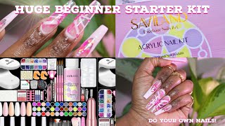 UNBOXING SAVILAND ACRYLIC NAIL KIT BEGINNER FRIENDLY  DETAILED REVIEW [upl. by Airekahs803]